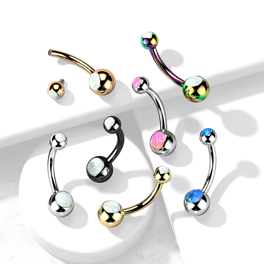 Titan Bauchnabelpiercing Kugel Opal Innengewinde