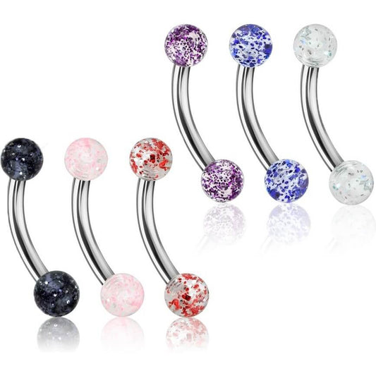 Eyebrow Piercing Acrylic Ultra Glitter Ball