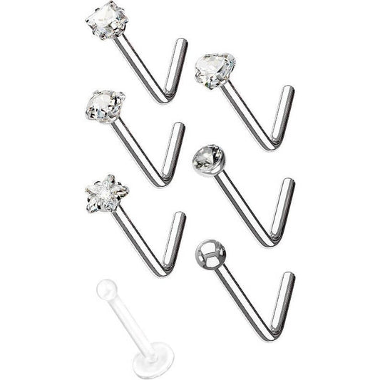 Nez En Forme de L Pack Zircone Argent