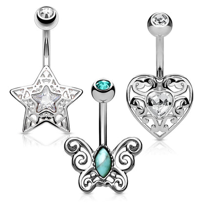 Bauchnabelpiercing Set Zirkonia