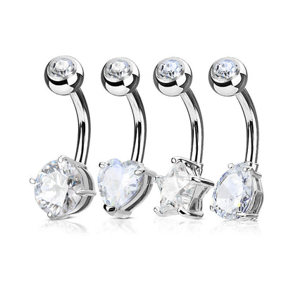 Bauchnabelpiercing Set Zirkonia Gold