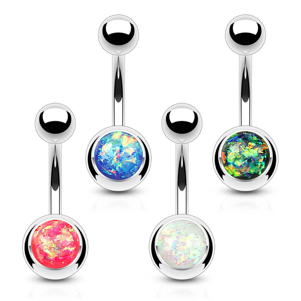 Piercing ombligo Opal Ball Plata