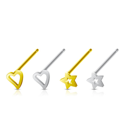 Argento 925 Stud Nasale Cuore/stella in argento Pieghevole