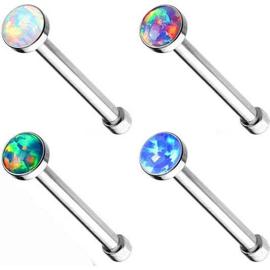 Nose Stud Opal Round Silver