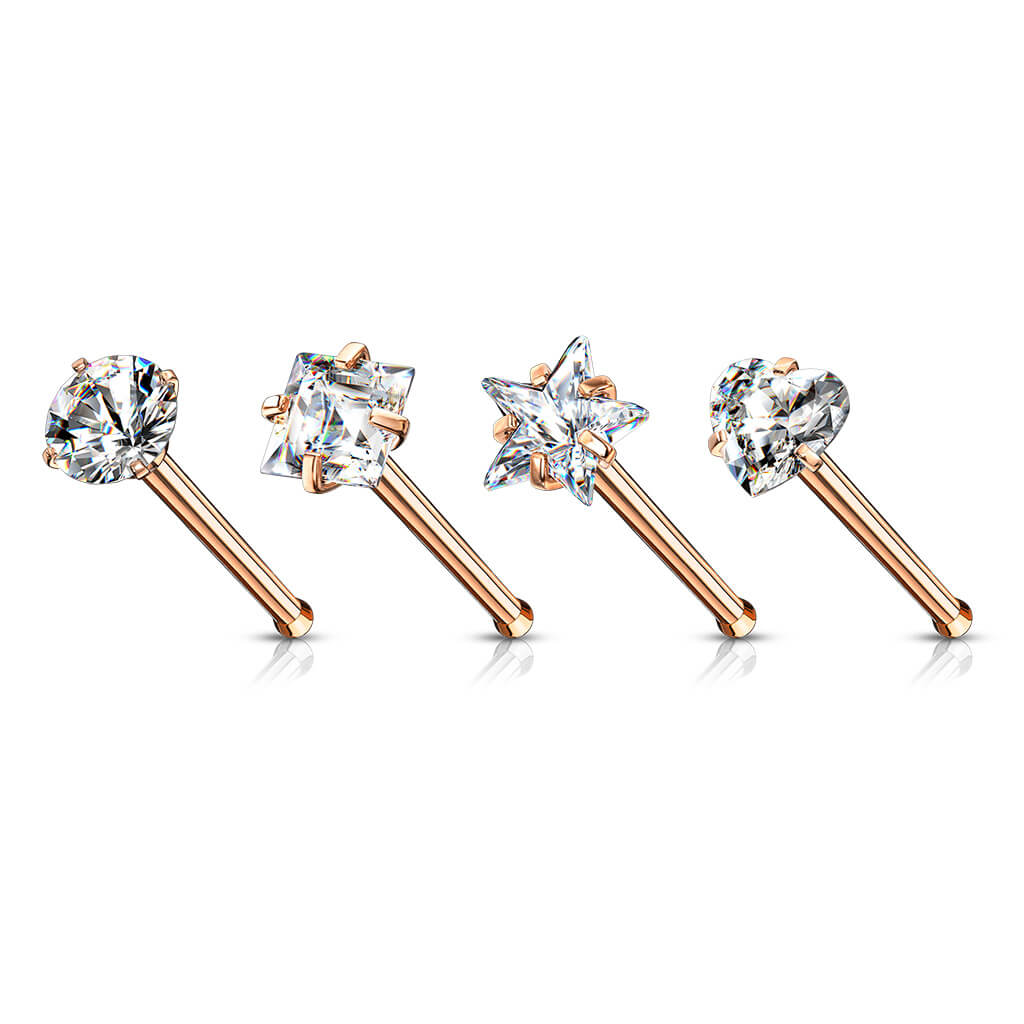 Nose Stud Set Zirconia Silver