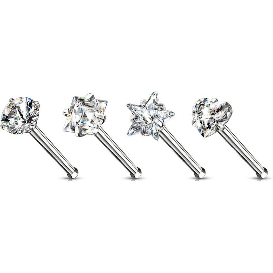 Nose Stud Set Zirconia Silver