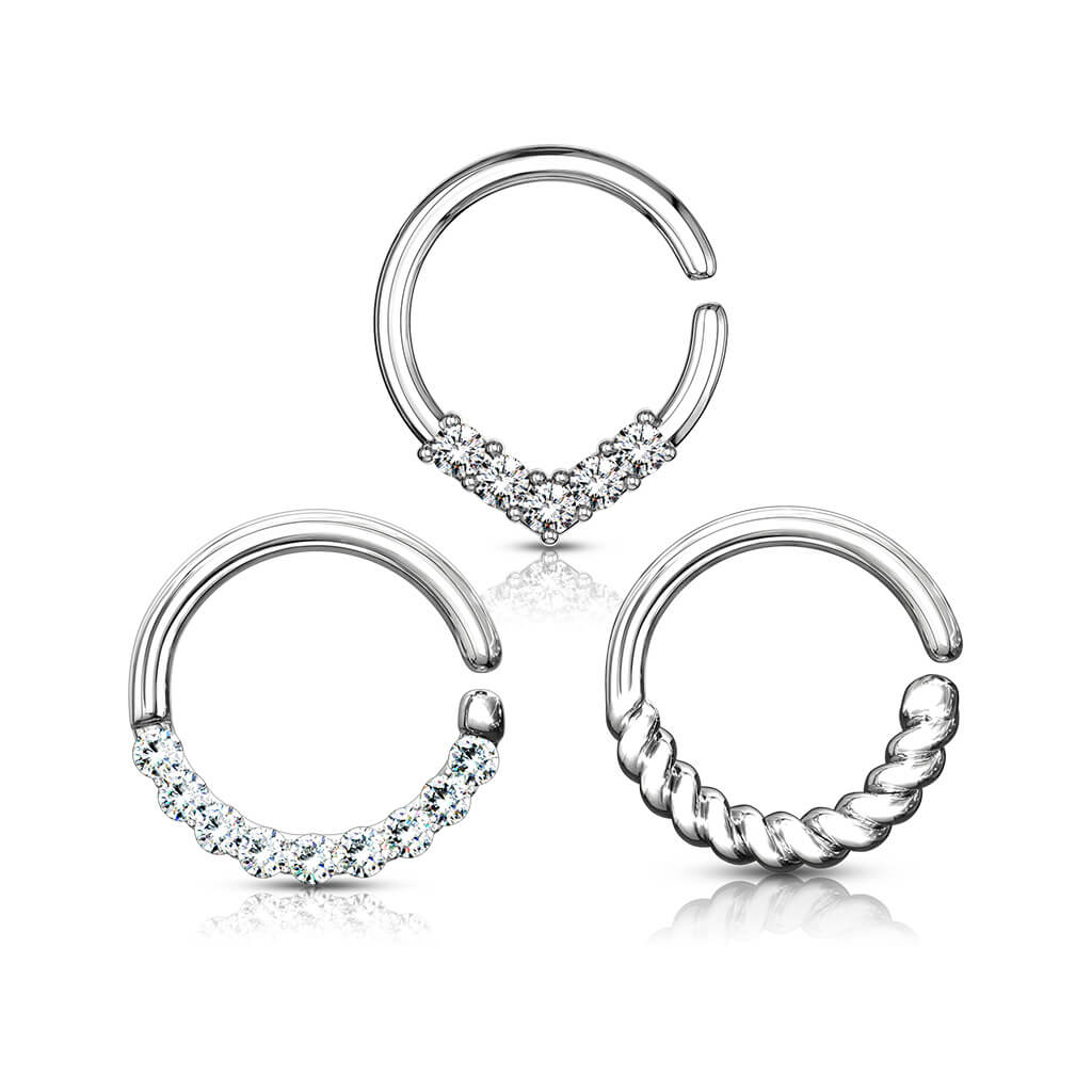 Septum Pack Anneau de Zircone Or Pliable