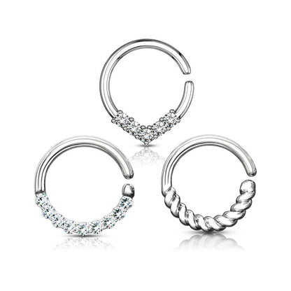 Piercing Septum  Anelli oro e zirconi Pieghevole