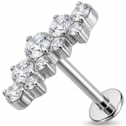 Titanium Labret Graduated Crystal Curve Cluster Internally Threaded