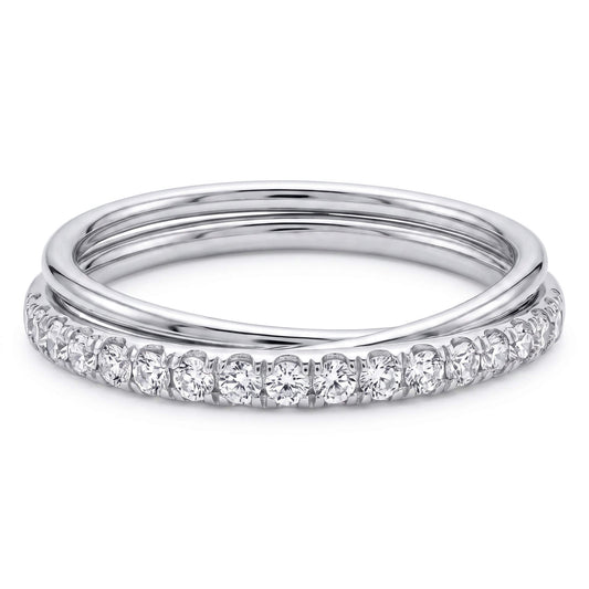 Titanium Ring Double Band Zirconia Row Clicker
