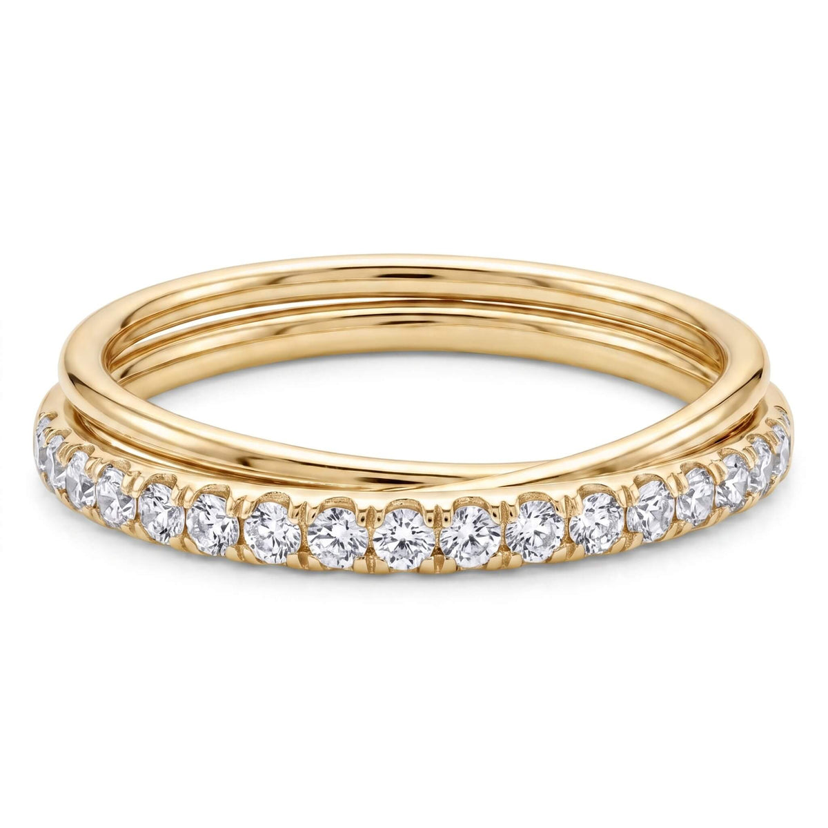 Titanium Ring Double Band Zirconia Row Clicker