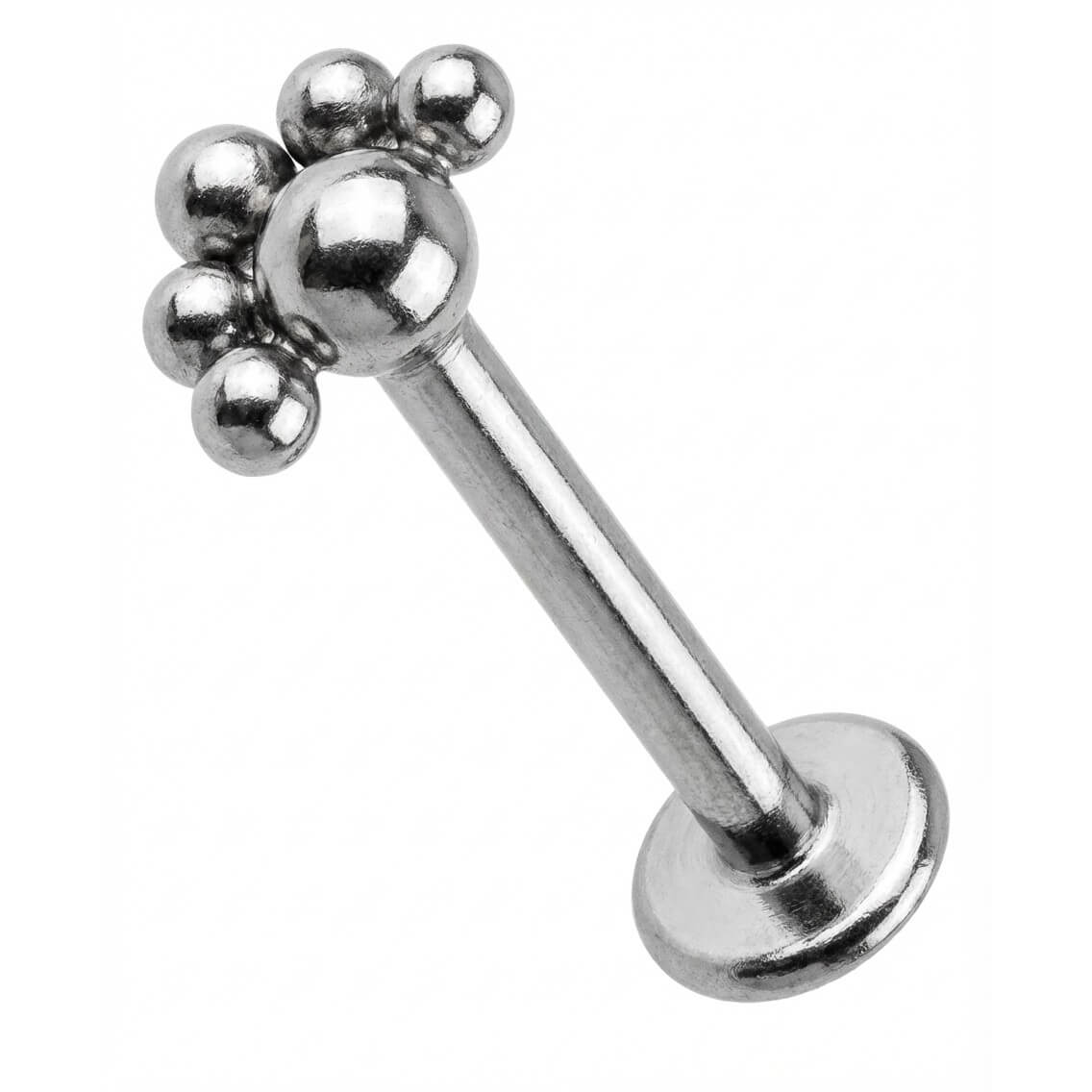 Titanium Labret Beaded Fan Cluster Top Internally Threaded