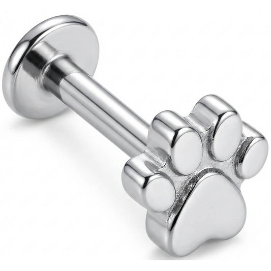 Titanium Labret Little Animal Paw Print Internally Threaded