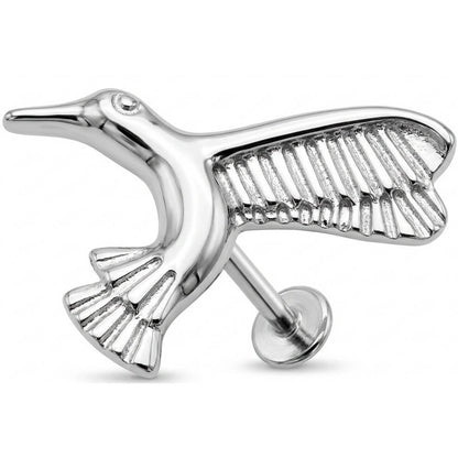 Titanium Labret Flying Hummingbird Bird Figure Internally Threaded