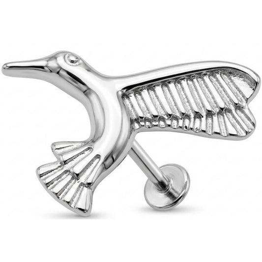 Titanium Labret Flying Hummingbird Bird Figure Internally Threaded
