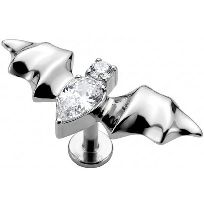 Titanium Labret Crystal Bat Wings Design Internally Threaded