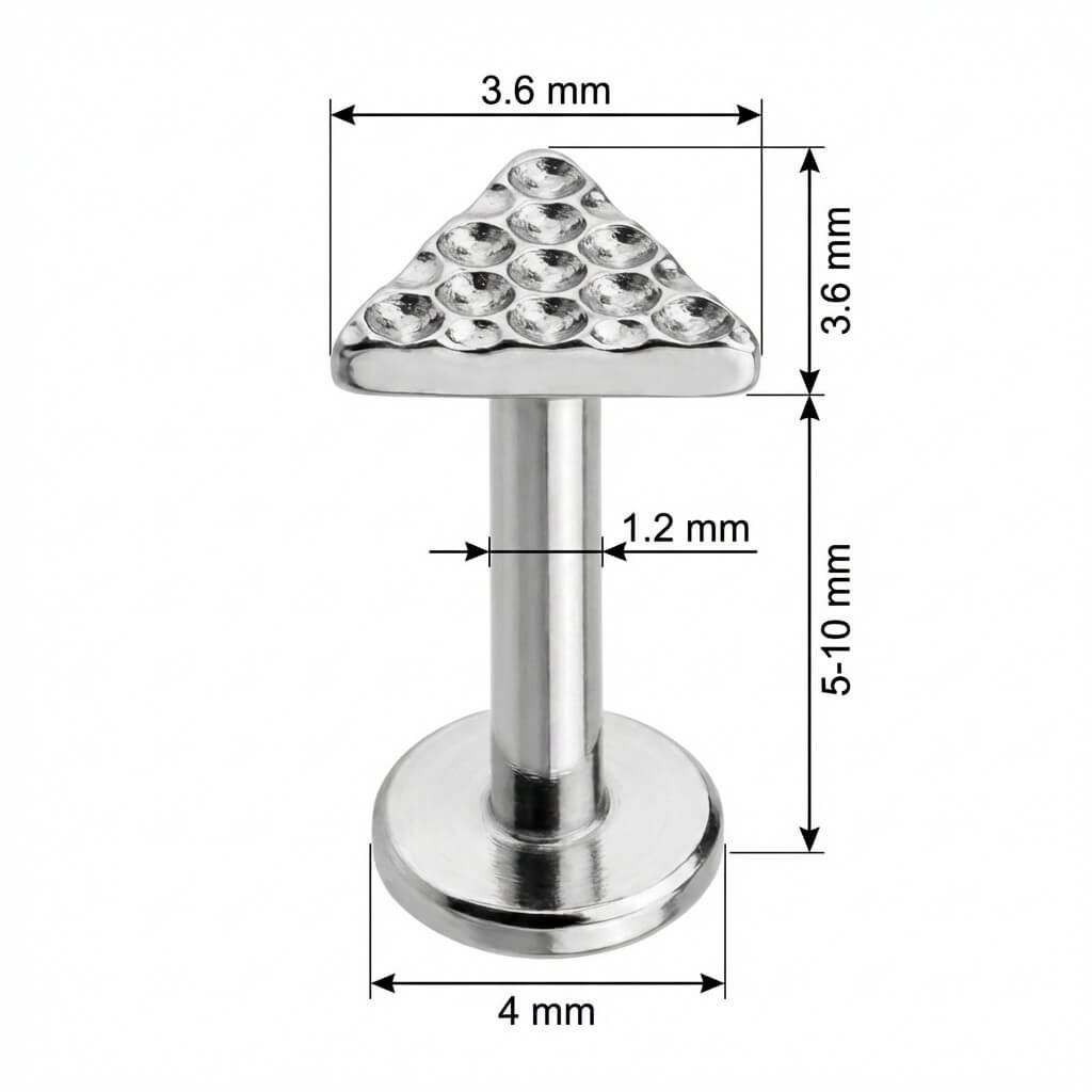 Titanium Labret Hammered Texture Triangle Top Internally Threaded