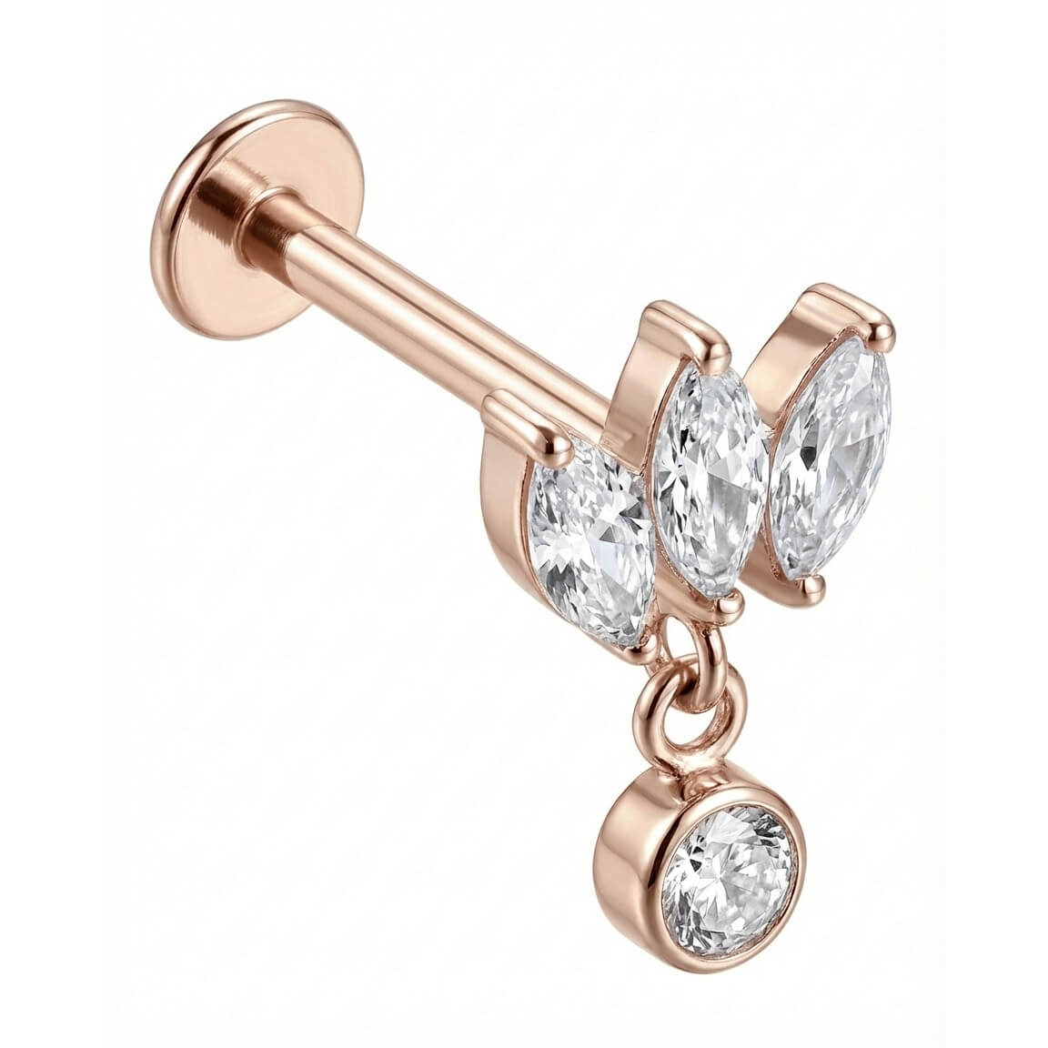 Titanium Labret Marquise Fan With Round Dangle Internally Threaded