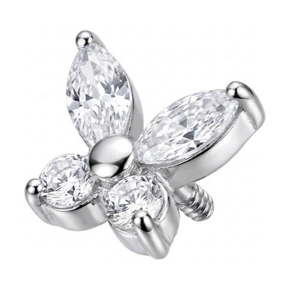 Titanium Top Marquise Zirconia Butterfly Internally Threaded