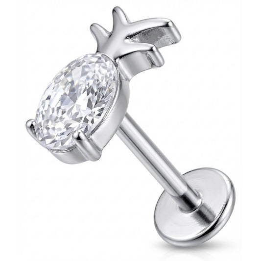 Titanium Labret Crystal Pineapple Fruit Design Internally Threaded