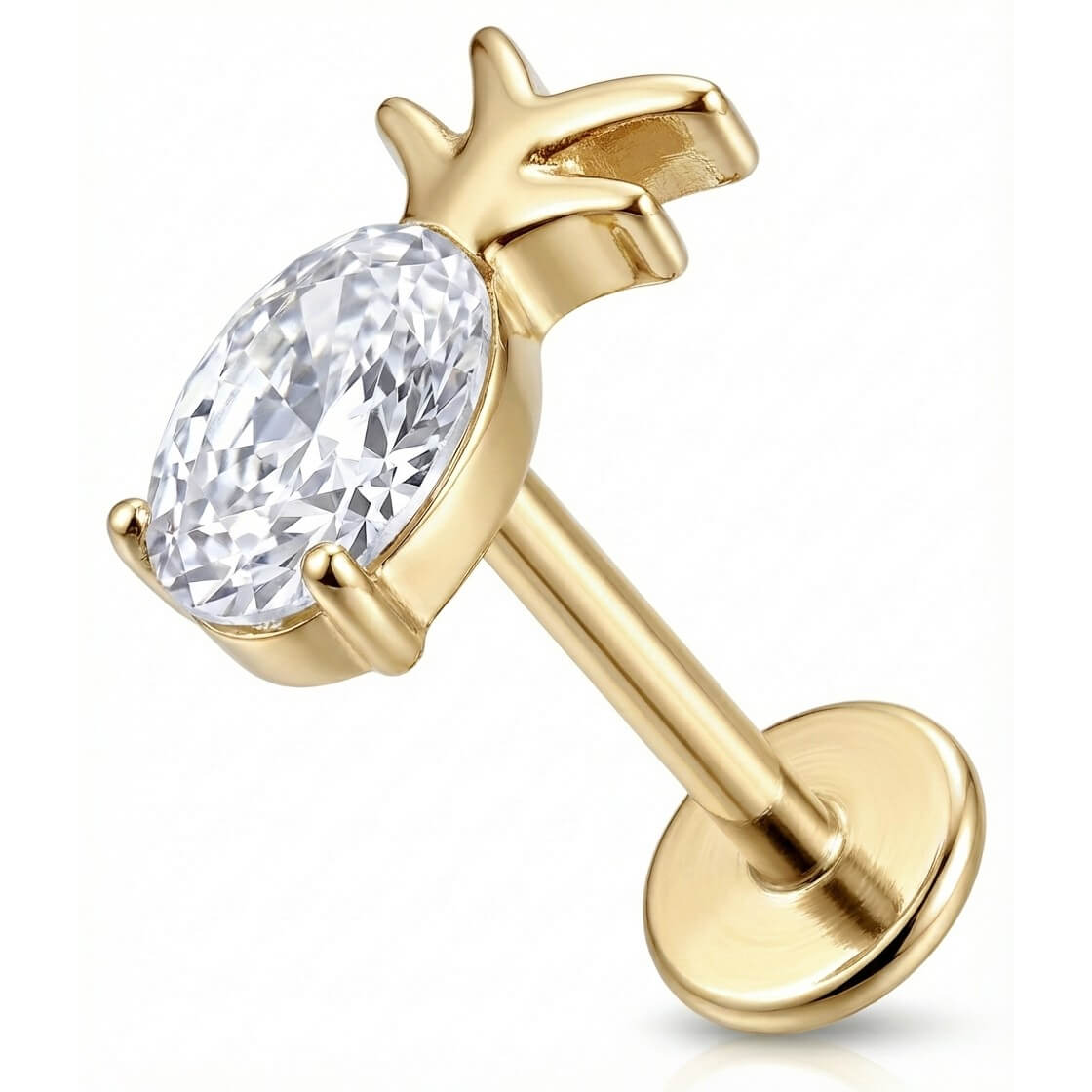 Titanium Labret Crystal Pineapple Fruit Design Internally Threaded
