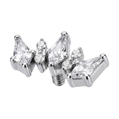 Titanium Top Triple Kite Zirconia Cluster Internally Threaded