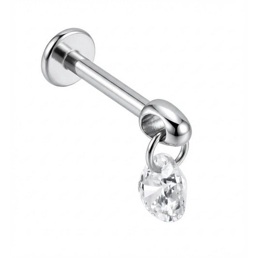 Titanium Labret 3 cubic zirconias Internally Threaded