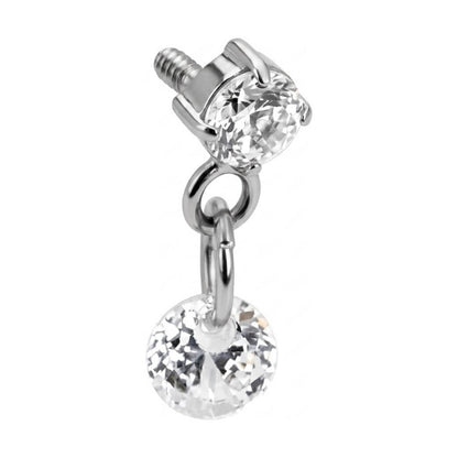 Titanium Top Double Zirconia Dangle Drop Internally Threaded
