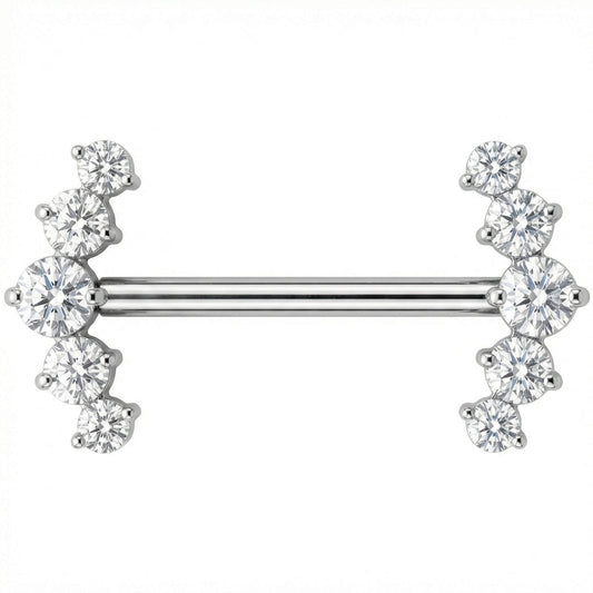 Titanium Nipple Piercing Curved Zirconia Crescent Push-In