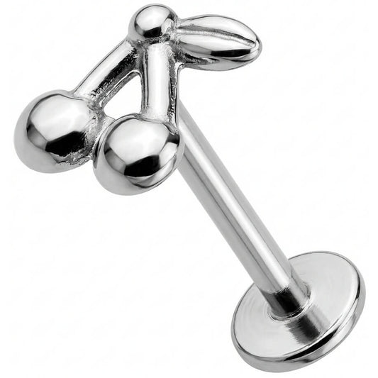 Titanium Labret Double Cherries With Leaf Internally Threaded