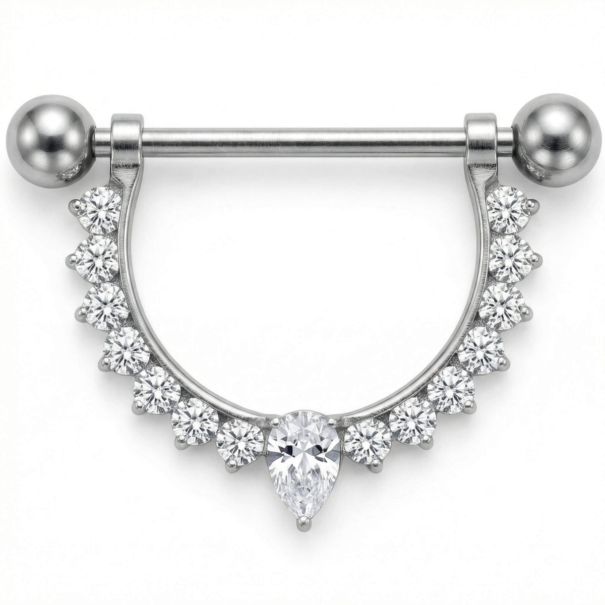 Titanium Nipple Piercing Zirconia Teardrop Arch