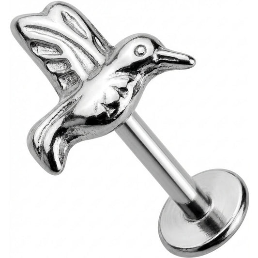 Titanium Labret Flying Hummingbird Figure Internally Threaded