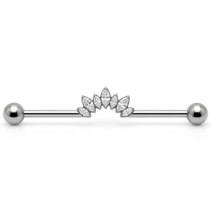 Titanium Industrial Barbell Marquise Crystal Fan Internally Threaded