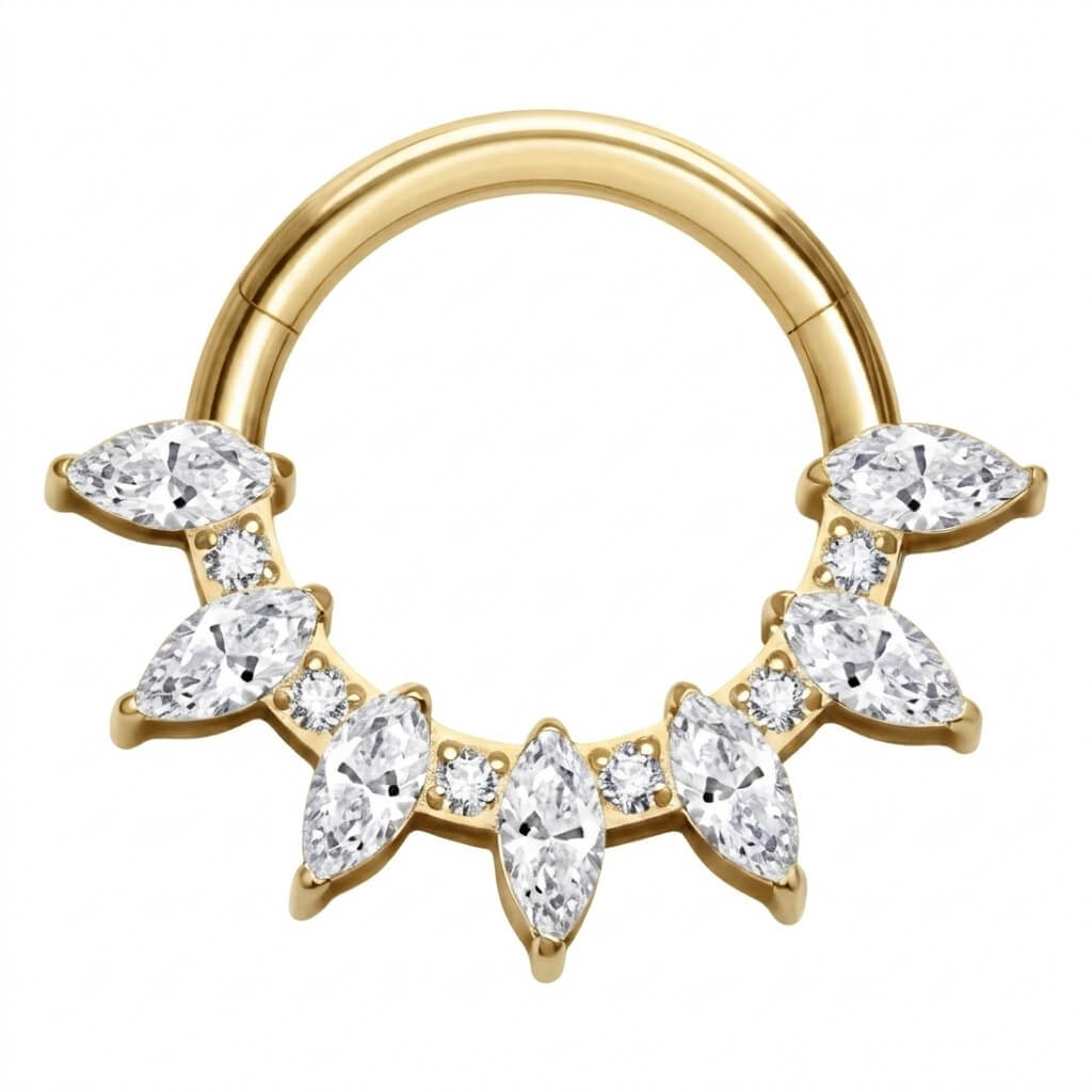 Titanium Ring Marquise Zirconias Clicker