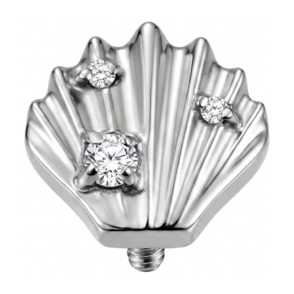 Titanium Top Scallop Shell With Stones Internally Threaded