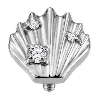 Titanium Top Scallop Shell With Stones Internally Threaded