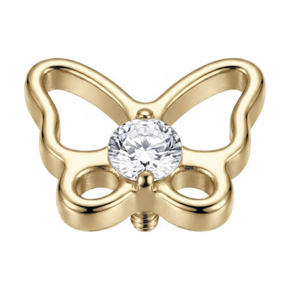 Titanium Top Butterfly With Center Stone Internally Threaded