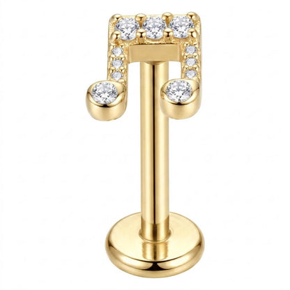 Titanium Labret Music Note Zirconia Internally Threaded