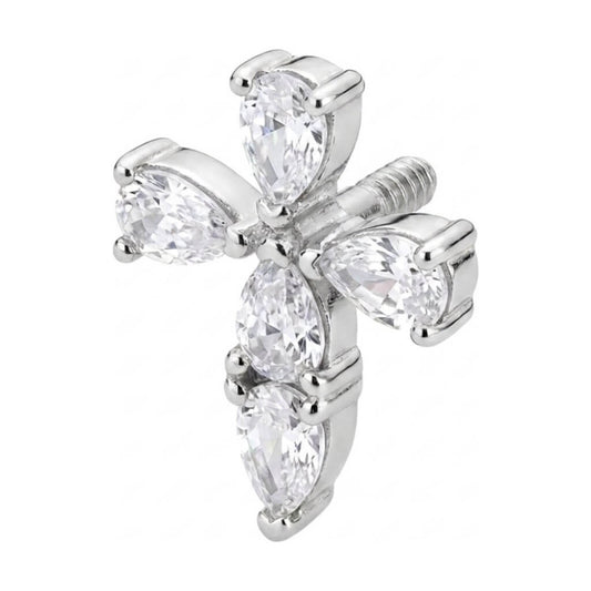 Titanium Top Pear Stone Cross Internally Threaded