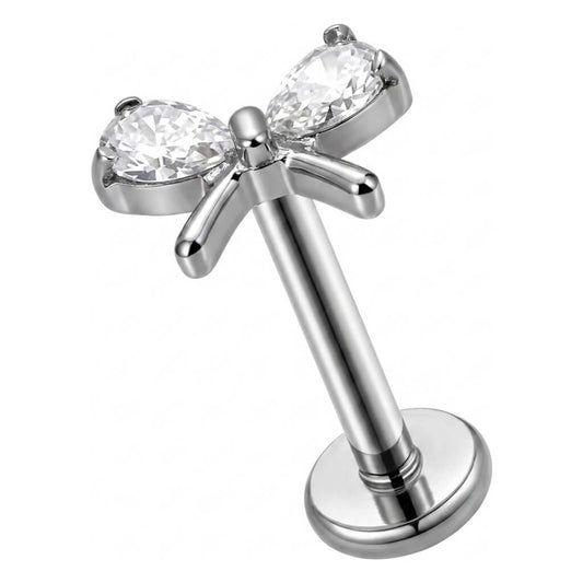 Titanium Labret Bow Zirconia Internally Threaded
